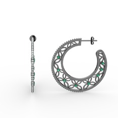 Swarovski ve yeşil kuvars 925 ayar siyah rodyum kaplama gümüş küpe