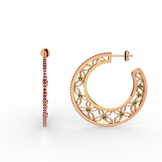 Mila Halka Küpe - Rodolit garnet ve peridot 14 ayar rose altın küpe #1glgbma