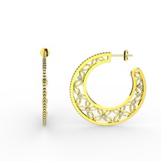 Mila Halka Küpe - Dumanlı kuvars ve beyaz zirkon 14 ayar altın küpe #1hwrdoo