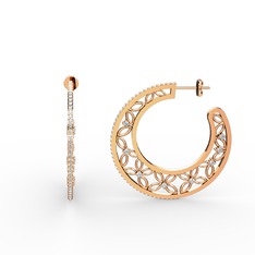 Mila Halka Küpe - Swarovski ve pırlanta 18 ayar rose altın küpe (0.32 karat) #1i5b5ab