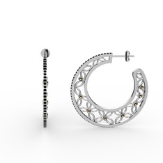 Siyah zirkon ve dumanlı kuvars 925 ayar gümüş küpe