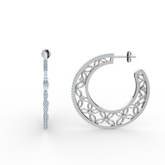 Akuamarin ve swarovski 8 ayar beyaz altın küpe