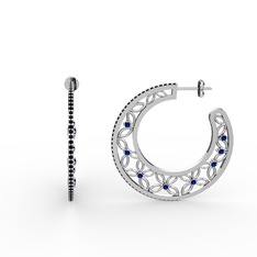 Mila Halka Küpe - Siyah zirkon ve lab safir 18 ayar beyaz altın küpe #1k7gvsl