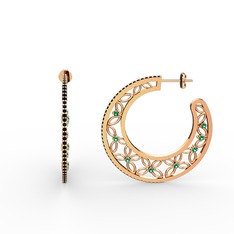 Mila Halka Küpe - Siyah zirkon ve yeşil kuvars 18 ayar rose altın küpe #1la8zth