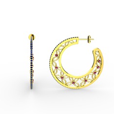 Lab safir ve rodolit garnet 14 ayar altın küpe