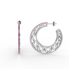 Mila Halka Küpe - Rodolit garnet ve akuamarin 925 ayar gümüş küpe #1m3xao5