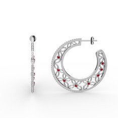 Mila Halka Küpe - Swarovski ve garnet 8 ayar beyaz altın küpe #1nrurt5