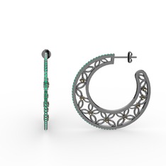 Mila Halka Küpe - Yeşil kuvars ve dumanlı kuvars 925 ayar siyah rodyum kaplama gümüş küpe #1py4y9