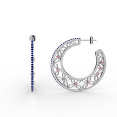 Mila Halka Küpe - Lab safir ve pembe kuvars 14 ayar beyaz altın küpe #1qnkpom