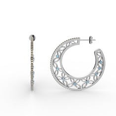 Mila Halka Küpe - Dumanlı kuvars ve akuamarin 14 ayar beyaz altın küpe #1qwo8d6