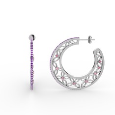 Mila Halka Küpe - Ametist ve pembe kuvars 925 ayar gümüş küpe #1sdm1a9