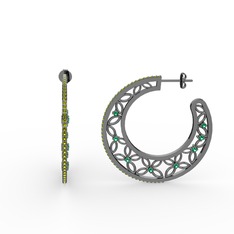 Mila Halka Küpe - Peridot ve yeşil kuvars 925 ayar siyah rodyum kaplama gümüş küpe #1tur4rw