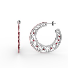 Garnet 14 ayar beyaz altın küpe