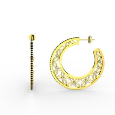 Mila Halka Küpe - Siyah zirkon ve swarovski 14 ayar altın küpe #1w26bfr
