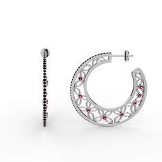 Mila Halka Küpe - Siyah zirkon ve rodolit garnet 18 ayar beyaz altın küpe #1x40c5a