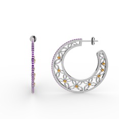 Ametist ve sitrin 925 ayar gümüş küpe