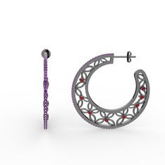 Mila Halka Küpe - Ametist ve garnet 925 ayar siyah rodyum kaplama gümüş küpe #1xrkouw