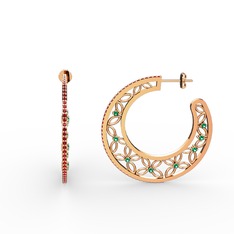 Garnet ve yeşil kuvars 14 ayar rose altın küpe