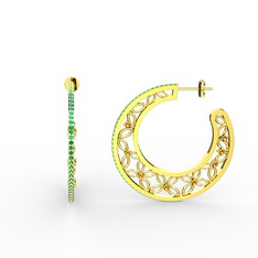 Yeşil kuvars ve sitrin 14 ayar altın küpe