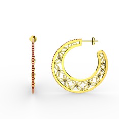 Garnet ve dumanlı kuvars 14 ayar altın küpe