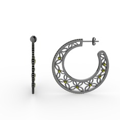 Siyah zirkon ve peridot 925 ayar siyah rodyum kaplama gümüş küpe