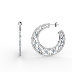 Mila Halka Küpe - Swarovski ve akuamarin 18 ayar beyaz altın küpe #8u63fh