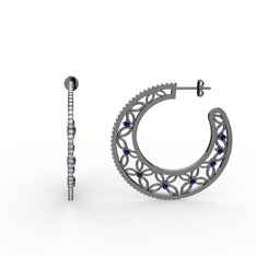 Mila Halka Küpe - Swarovski ve lab safir 925 ayar siyah rodyum kaplama gümüş küpe #9c7uwn