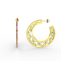 Rodolit garnet ve swarovski 8 ayar altın küpe