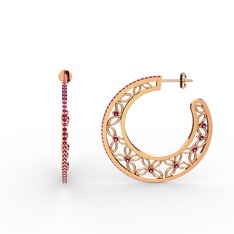 Rodolit garnet 8 ayar rose altın küpe