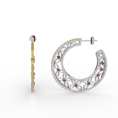 Mila Halka Küpe - Sitrin ve rodolit garnet 8 ayar beyaz altın küpe #f1pck0