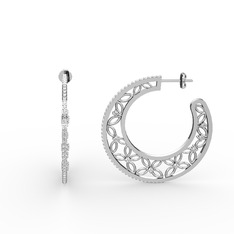 Swarovski ve beyaz zirkon 14 ayar beyaz altın küpe