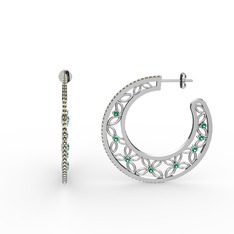 Dumanlı kuvars ve yeşil kuvars 8 ayar beyaz altın küpe