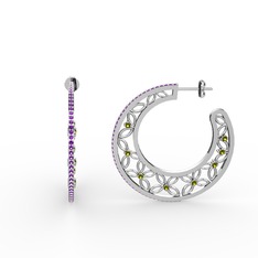 Mila Halka Küpe - Ametist ve peridot 18 ayar beyaz altın küpe #hq3wvy