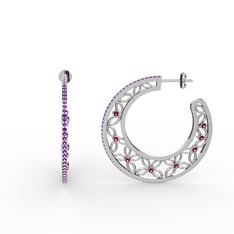 Mila Halka Küpe - Ametist ve rodolit garnet 925 ayar gümüş küpe #hwemc0