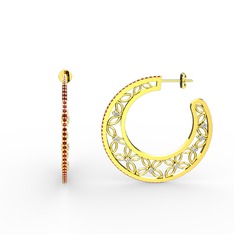 Mila Halka Küpe - Garnet ve swarovski 14 ayar altın küpe #i91856