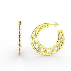 Ametist ve swarovski 8 ayar altın küpe