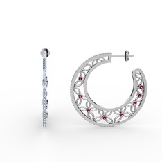 Akuamarin ve rodolit garnet 14 ayar beyaz altın küpe