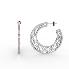 Pembe kuvars ve swarovski 925 ayar gümüş küpe