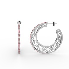 Mila Halka Küpe - Garnet ve swarovski 18 ayar beyaz altın küpe #jlvjab