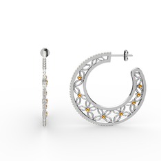 Mila Halka Küpe - Swarovski ve sitrin 8 ayar beyaz altın küpe #l7dq37