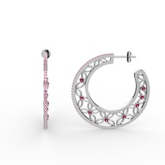Mila Halka Küpe - Pembe kuvars ve rodolit garnet 925 ayar gümüş küpe #lerbke