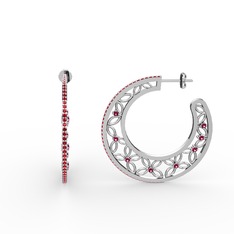 Mila Halka Küpe - Garnet ve rodolit garnet 18 ayar beyaz altın küpe #lj38f7