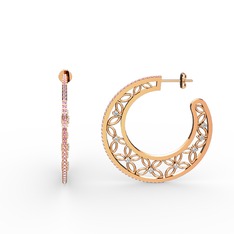 Pembe kuvars ve swarovski 8 ayar rose altın küpe