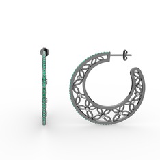 Mila Halka Küpe - Yeşil kuvars ve swarovski 925 ayar siyah rodyum kaplama gümüş küpe #ouccng