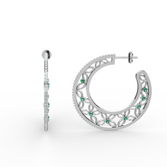 Mila Halka Küpe - Swarovski ve yeşil kuvars 8 ayar beyaz altın küpe #piyiwa