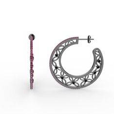 Mila Halka Küpe - Rodolit garnet ve siyah zirkon 925 ayar siyah rodyum kaplama gümüş küpe #qmla4m