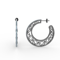 Mila Halka Küpe - Akuamarin ve beyaz zirkon 925 ayar siyah rodyum kaplama gümüş küpe #t4hrhv