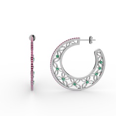 Rodolit garnet ve yeşil kuvars 14 ayar beyaz altın küpe