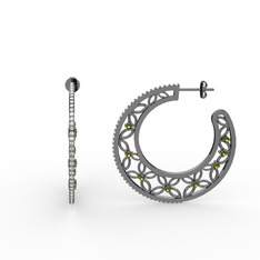 Mila Halka Küpe - Swarovski ve peridot 925 ayar siyah rodyum kaplama gümüş küpe #x6apx
