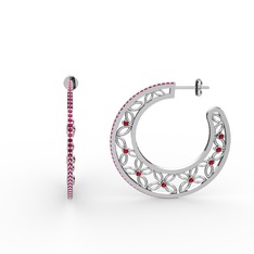 Mila Halka Küpe - Rodolit garnet ve garnet 8 ayar beyaz altın küpe #x8e6me